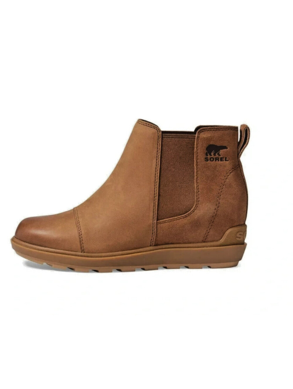 SOREL Women's Evie II Wedge Chelsea Boot Brown Leather Nubuck Shoe Size 6